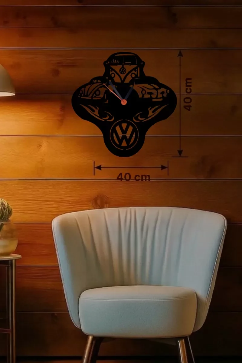 İthalat® Vosvos ve Retro Araba Temalı Ahşap Duvar Saati - 40x40 cm Lazer Kesim İthalat® Vosvos ve Retro Araba Temalı Ahşap Duvar Saati - 40x40 cm Lazer Kesim