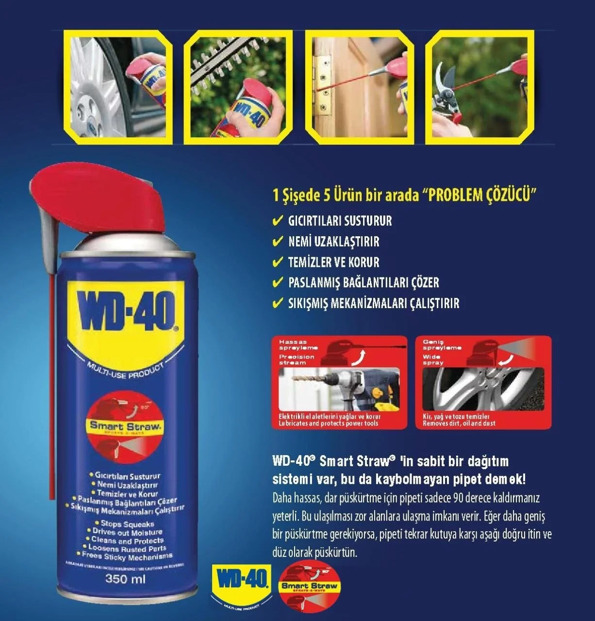 İthalat® WD 40 Smart Straw Pas Sökücü Yağlayıcı 350 ml
