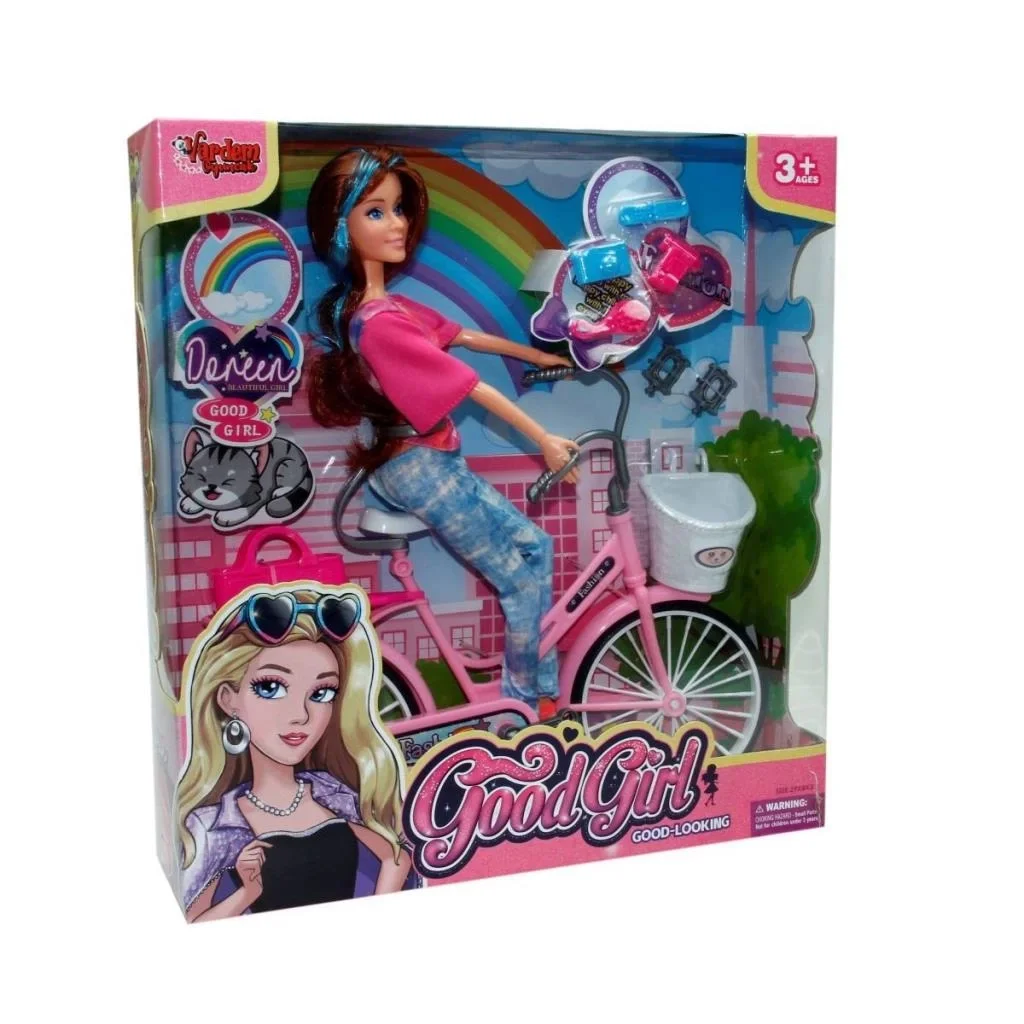 İthalat® WG-66760 Kutulu 29cm Akesuarlı Bisikletli Bebek - Vardem Oyuncak