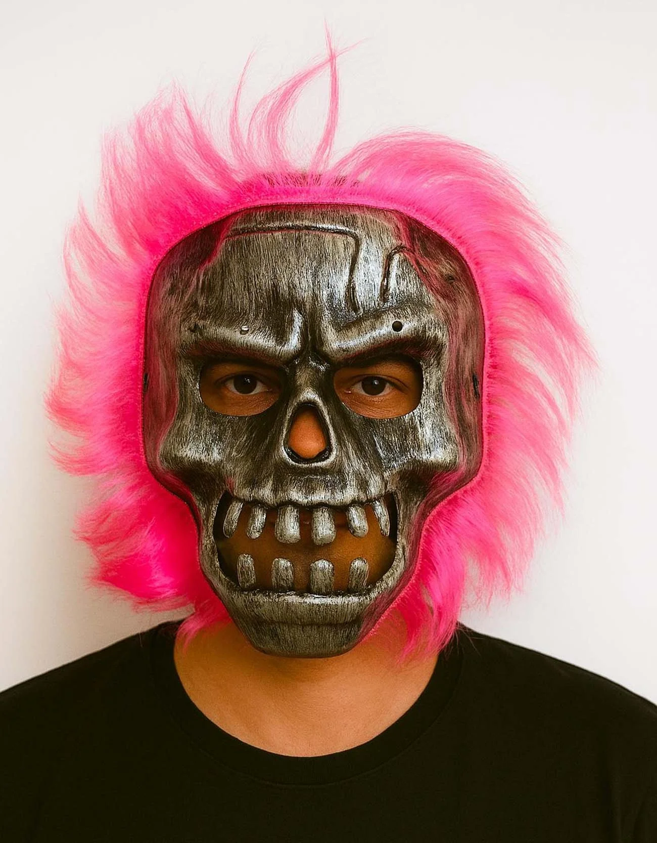 İthalat® Wild Skull - Gümüş Kafatası Pembe Saçlı İskelet Maske İthalat® Wild Skull - Gümüş Kafatası Pembe Saçlı İskelet Maske