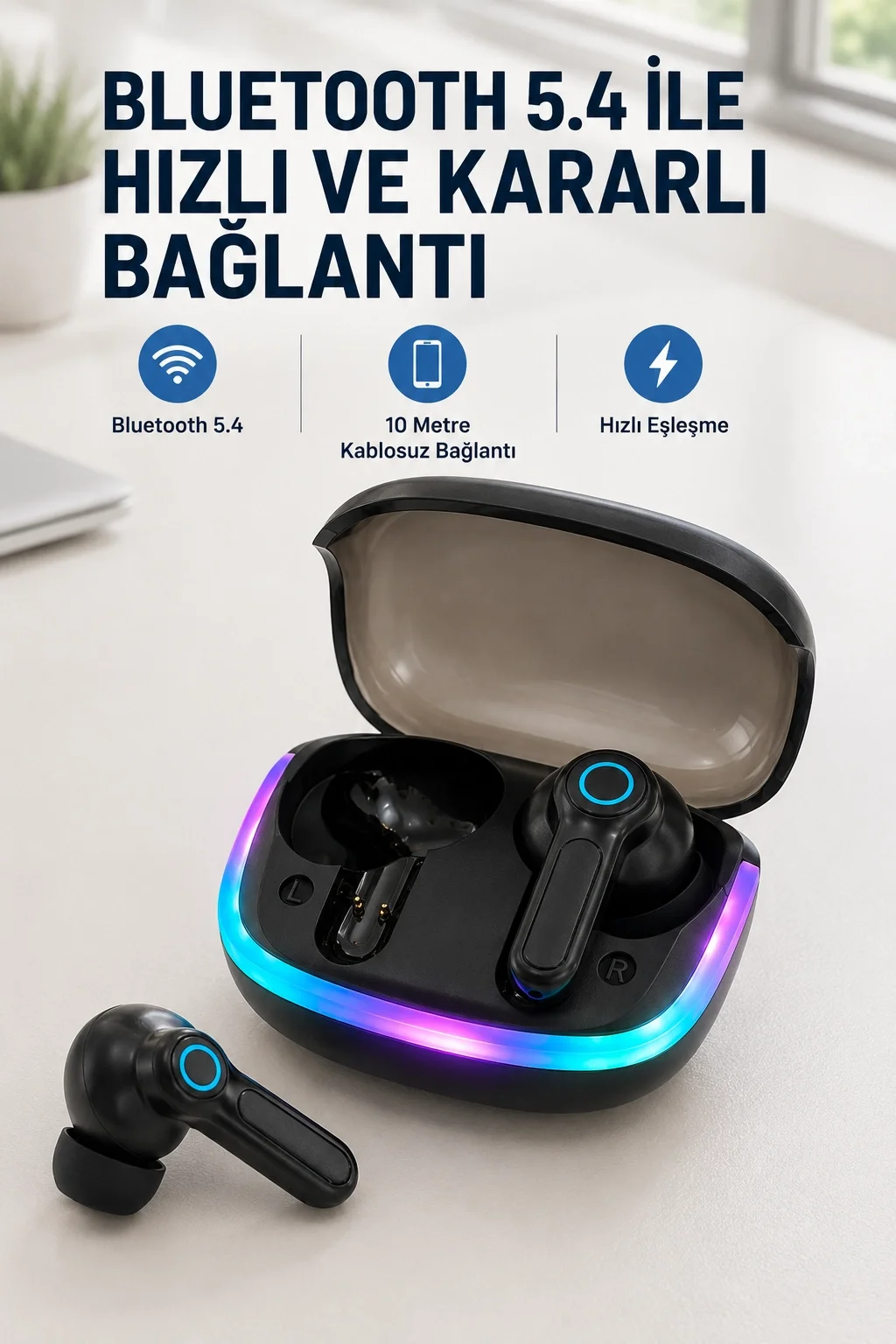 İthalat® WS Bluetooth Kulaklık Quad ENC HD Voice 500mAh Şarj Kutulu Kablosuz Kulaklık