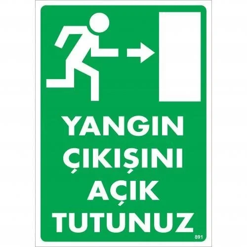 İthalat® Yangın Çıkışını Açık Tutunuz Sağ Uyarı Levhası 25x35 KOD:891