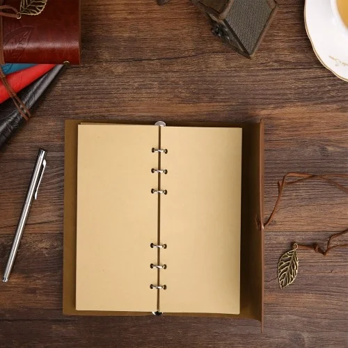 İthalat® Yaprak Desenli Çizgisiz Deri Defter