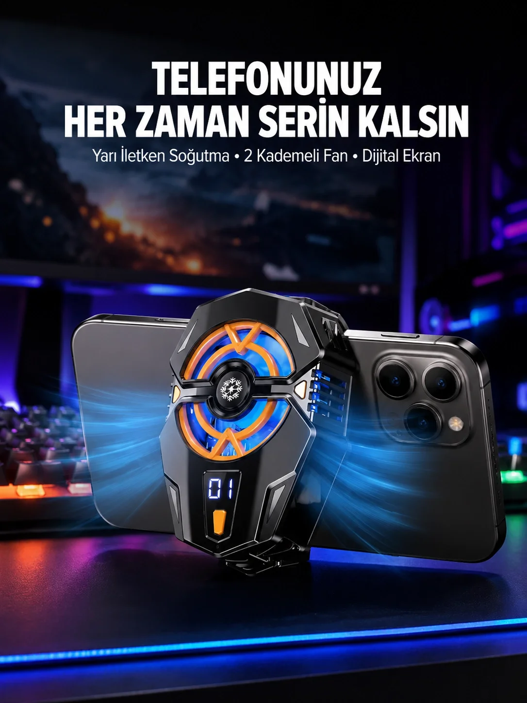 İthalat® Yarı İletken Cep Telefonu Radyatörü 2 Hız Kademeli Dijital Ekranlı