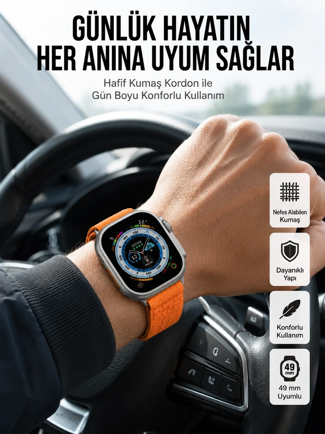 İthalat® Yeni Nesil Akıllı Saat Çok Yönlü Titreşimli 49 MM Android ve İOS Uyumlu