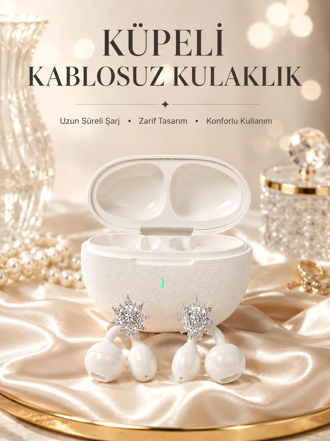 İthalat® Yeni Nesil Küpeli Kablosuz Kulaklık Güçlü Bataryalı