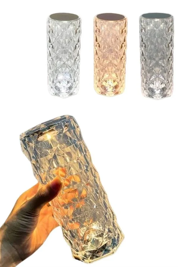 İthalat® Yeni Nesil Modern Kristal Masa ve Gece Lambası Dokunmatik Renk Değiştirebilen