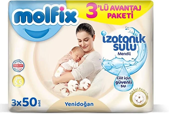 Yenidoğan İzotonik Sulu Doğal Pamuk Islak Havlu Mendil 3'Lü 150 Yaprak Fiyatı, Yorumları ve Özellikleri