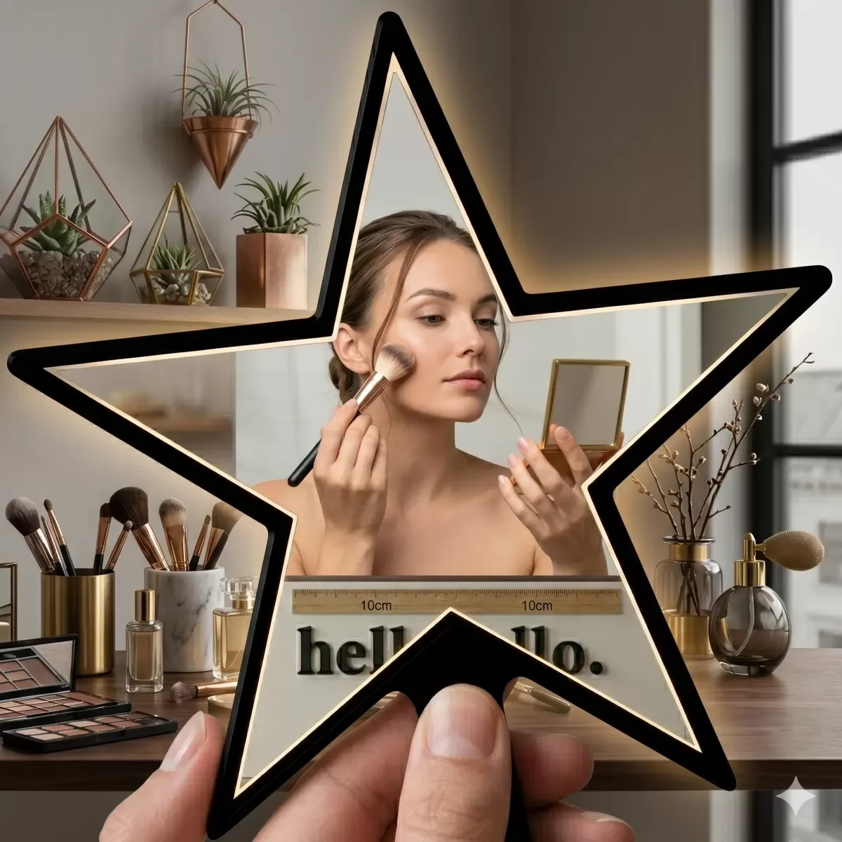 İthalat® Yıldız Tasarım Kırılmaz Pleksi El Aynası - 10x10 cm Unisex Çanta Boyu İthalat® Yıldız Tasarım Kırılmaz Pleksi El Aynası - 10x10 cm Unisex Çanta Boyu