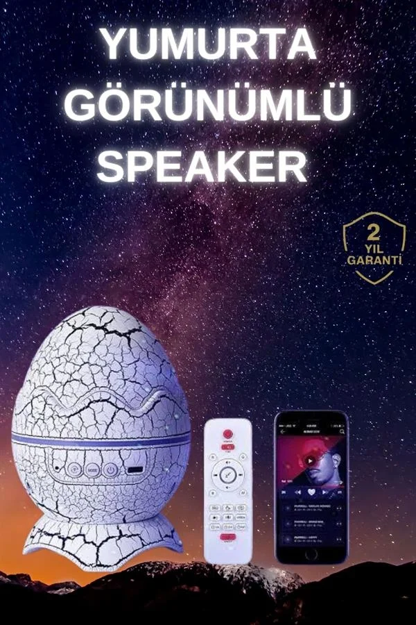 İthalat® Yumurta Şeklinde Su Dalgalı Bluetooth Speaker Lamba Renkli Şarjlı Yeni Nesil