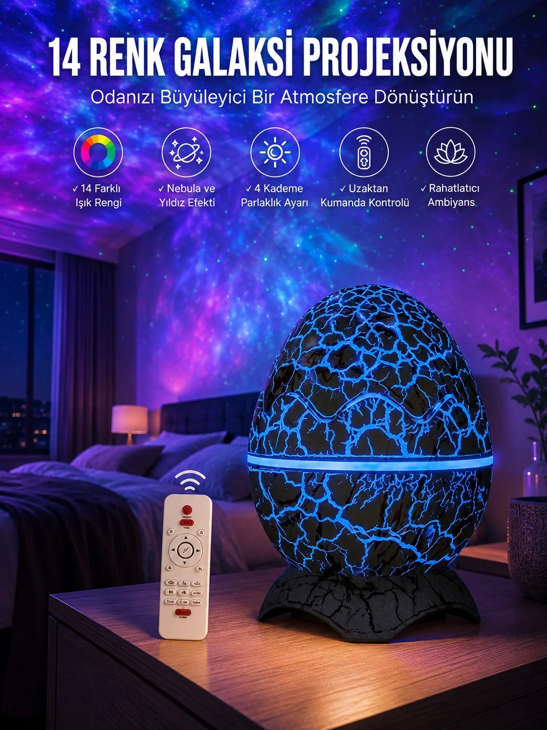 İthalat® Yumurta Şeklinde Su Dalgalı Bluetooth Speaker Lamba Renkli Şarjlı Yeni Nesil