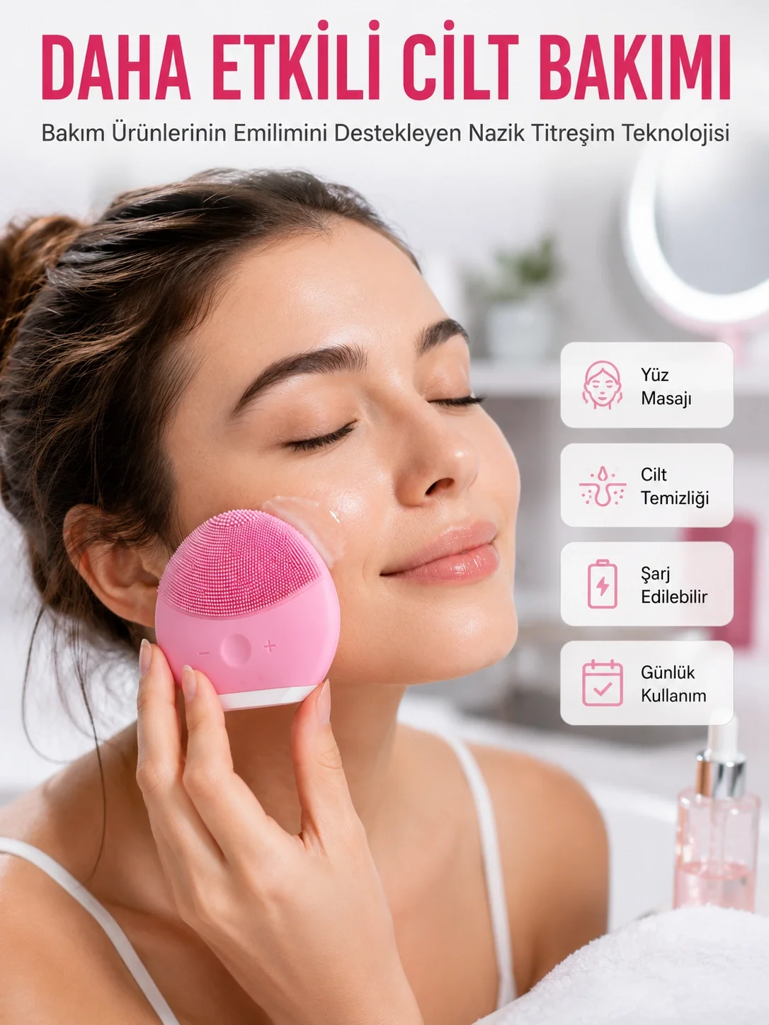 İthalat® Yüz Makyaj Temizleme Cihazı Yüz Masaj Aleti Cilt Bakım Aleti