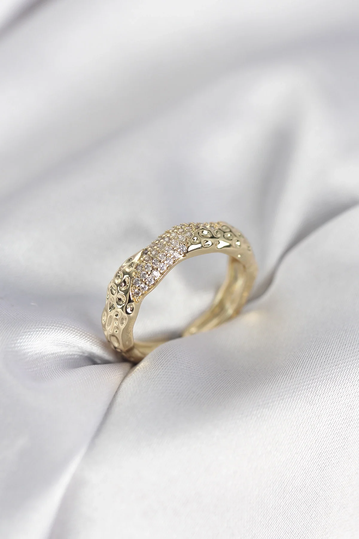 İthalat® Zirkon Taşlı Puntalı Gold Renk Kadın Yüzük