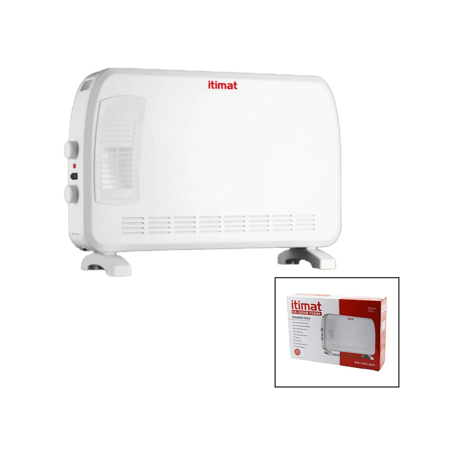 İtimat Ch-2020b Büyük Boy Konvektör Isıtıcı - Soba Elektrikli Turbo Isıtma 3-kademe Isı Ayarlanabilir Termostat 750-1250-2000w 5224
