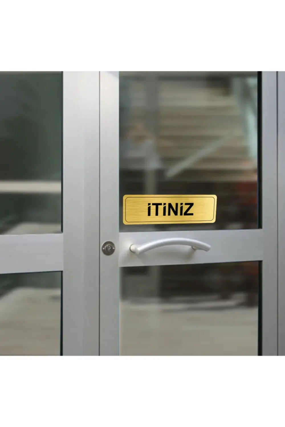 Itiniz-çekiniz Metal Kapı Etiketi 20x6 Cm Gold