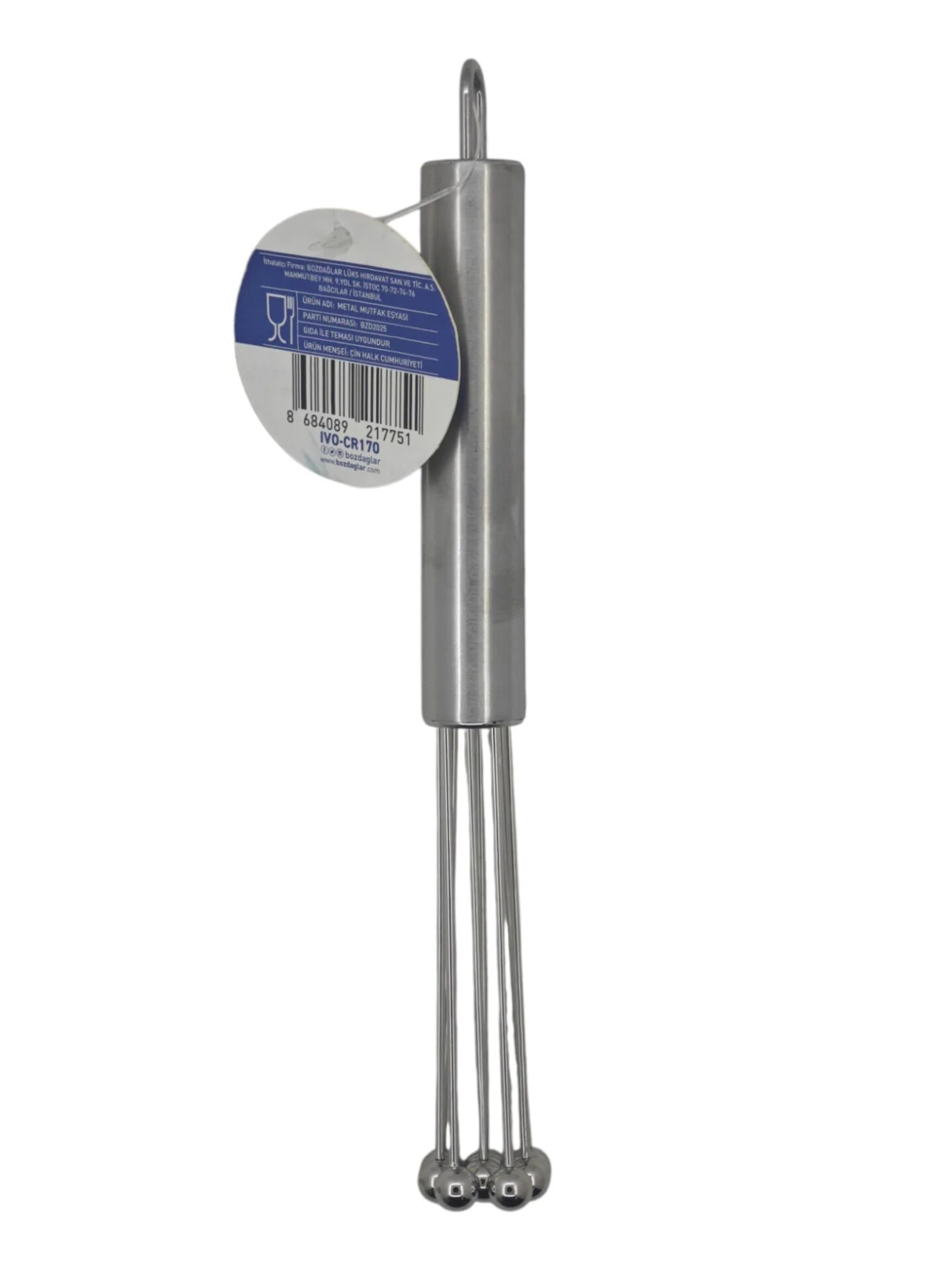 IVO-CR170   İvory Top Uçlu Paslanmaz Çelik Çırpıcı 25cm