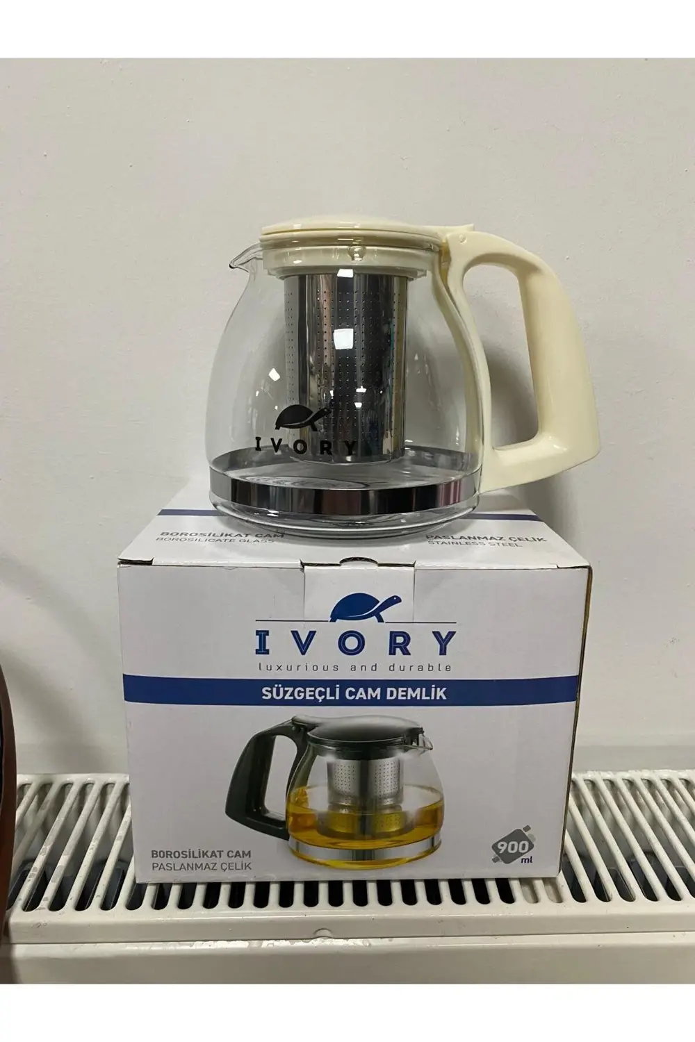 Ivory Borosilikat Cam Demlik Süzgeçli