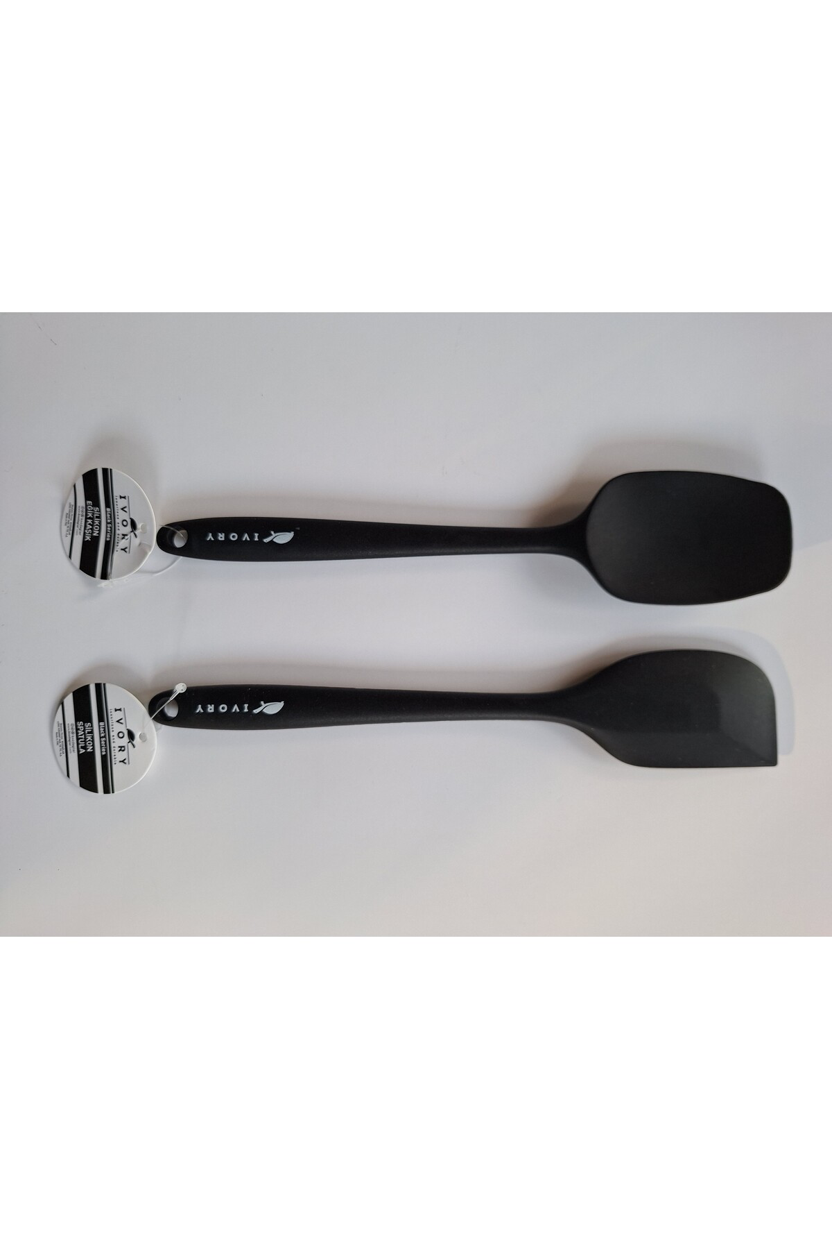 İVORY YANMAZ YAPIŞMAZ SİYAH 2'Lİ SİLİKON SPATULA SETİ