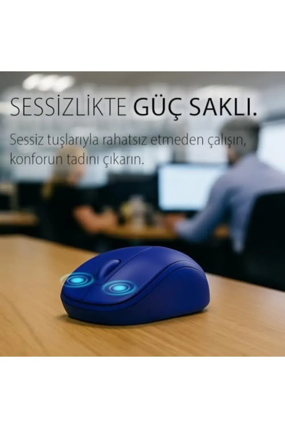 IWM-311RM SILENT MOUSE MAVİ Komple Rubber Soft Yüzey,Sessiz Tuş,E