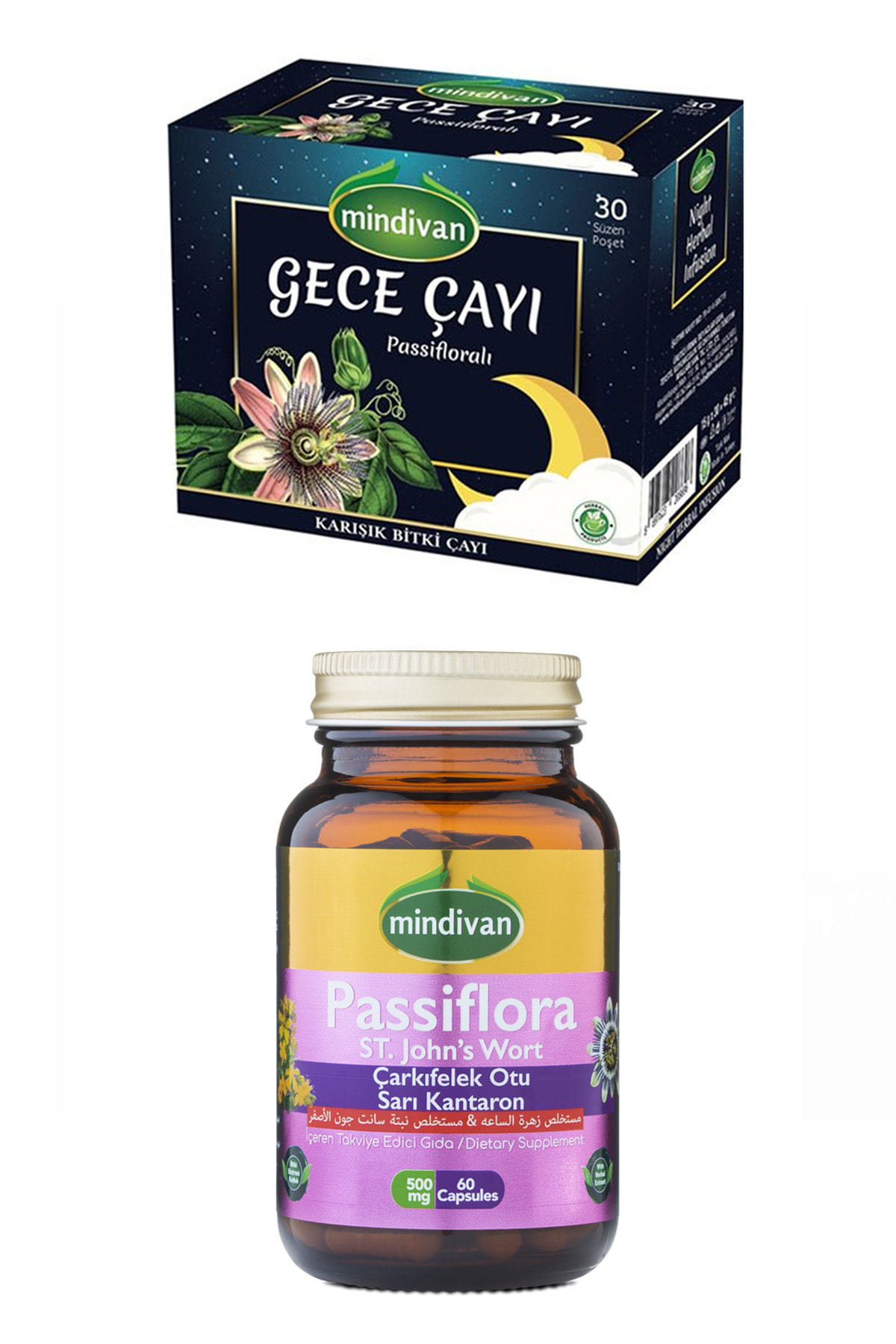 Iyi Geceler Çayı Ve Passiflora Çarkıfelek Otu Ve Kantaron Ekstrel