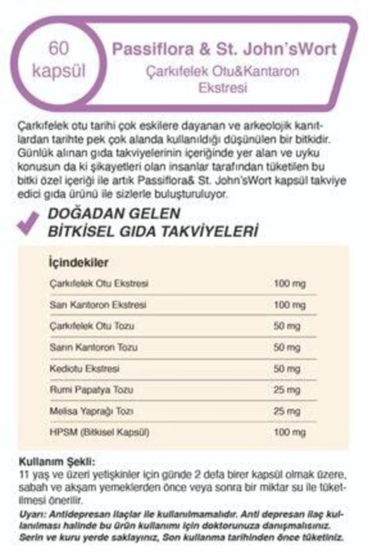 Iyi Geceler Çayı Ve Passiflora Çarkıfelek Otu Ve Kantaron Ekstrel