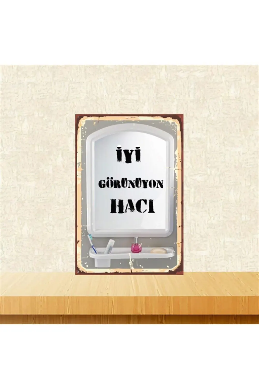 Iyi Görünüyon Hacı 20-30 Cm Retro Ahşap Poster Tkfx4496
