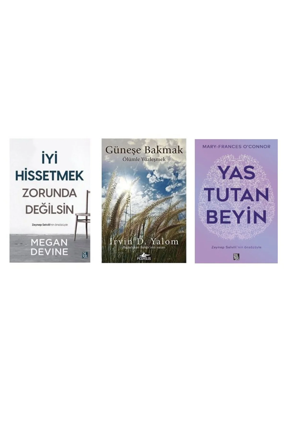 iyi hissetmek zorunda degilsin + gunese bakmak olumle yuzlesmek +yas tutan beyin =(3 kitap)