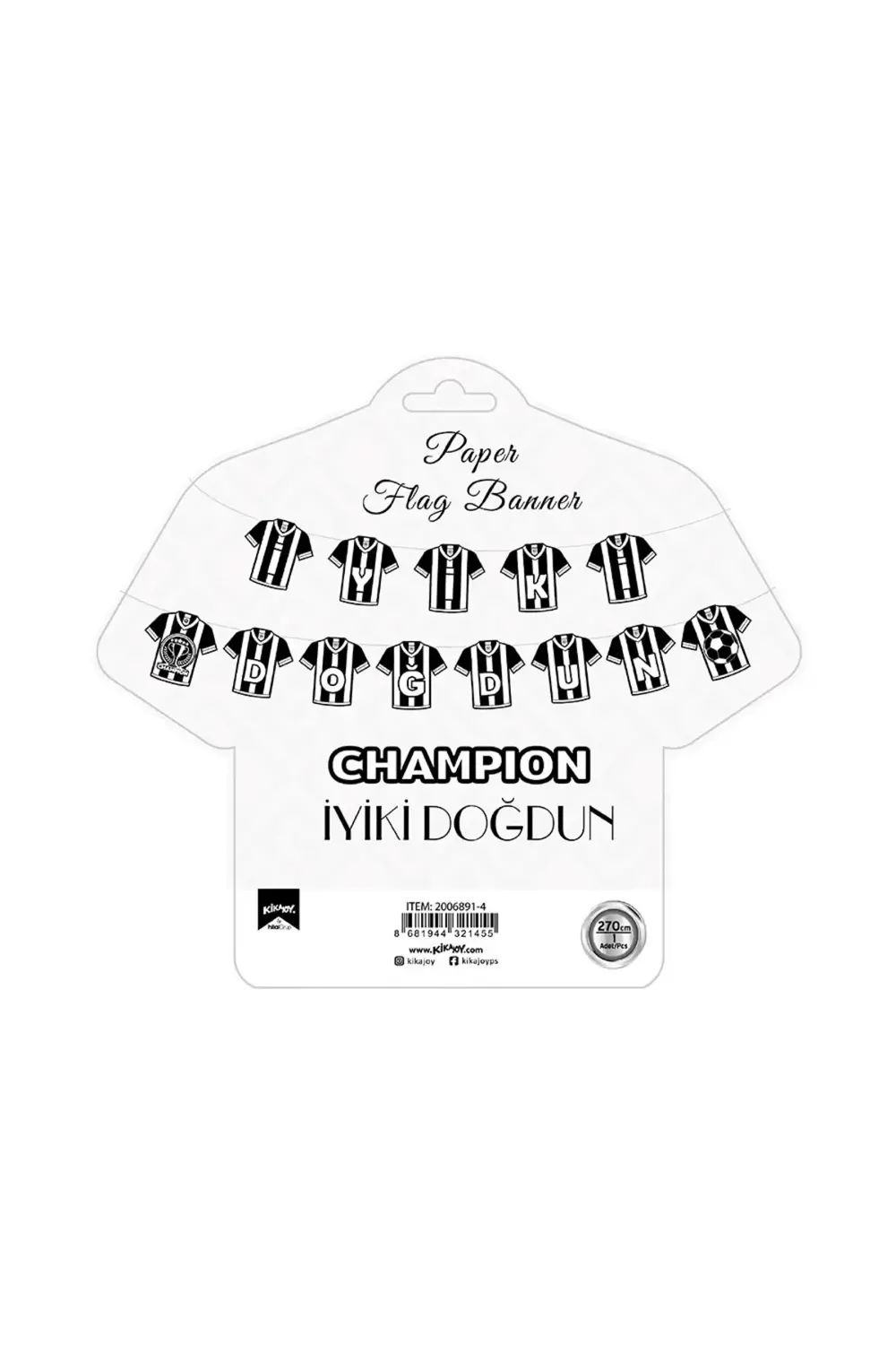 İyi ki Doğdun Harf Afiş -Champion Siyah Beyaz-