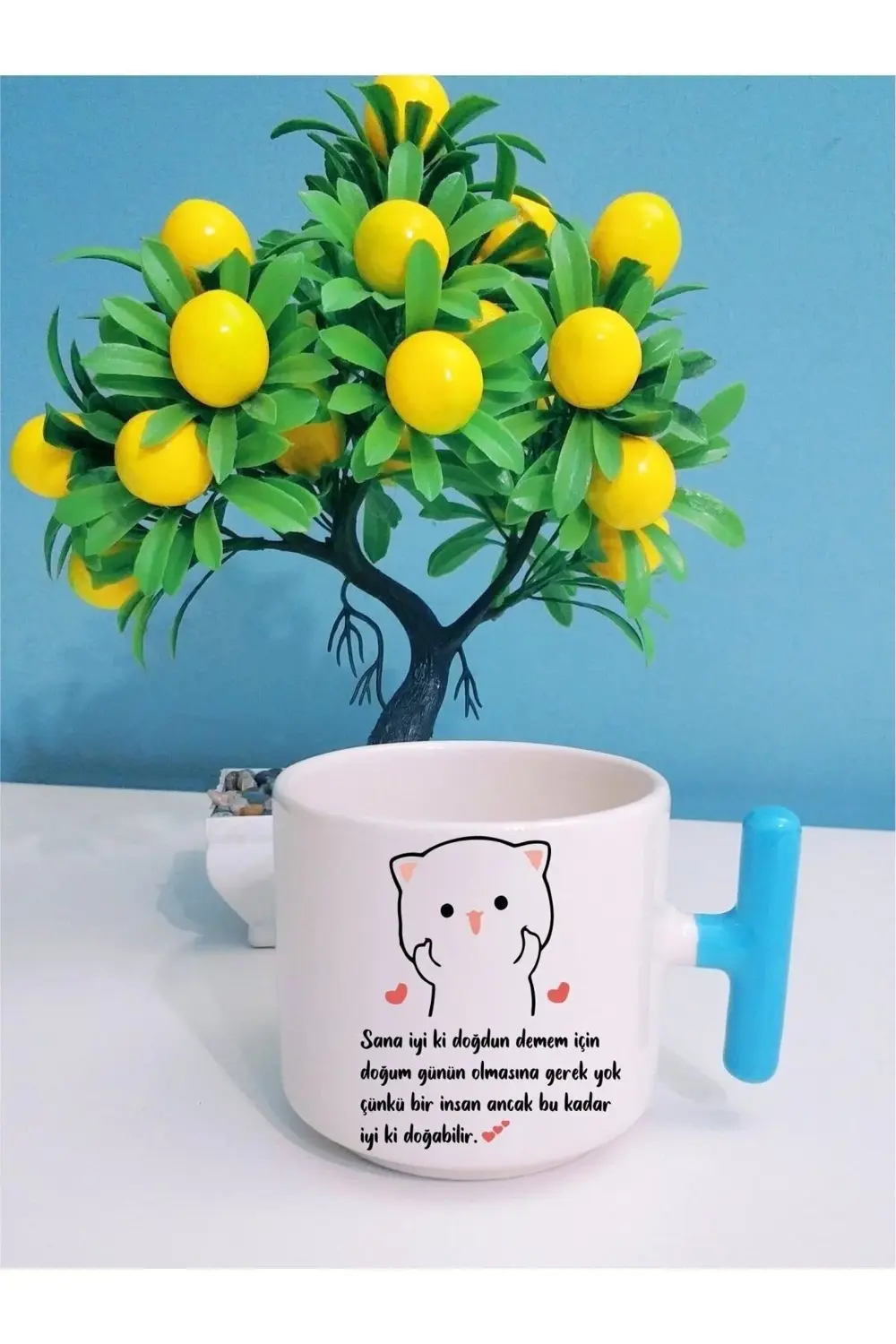 Iyiki Doğdun Mavi Kulplu T Kupa