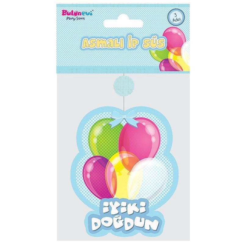 İyiki Doğdun Yazılı Asmalı İp Süs Mavi Renk 3 Lü Set 12x45 Cm İyiki Doğdun Yazılı Asmalı İp Süs Mavi Renk 3 Lü Set 12x45 Cm