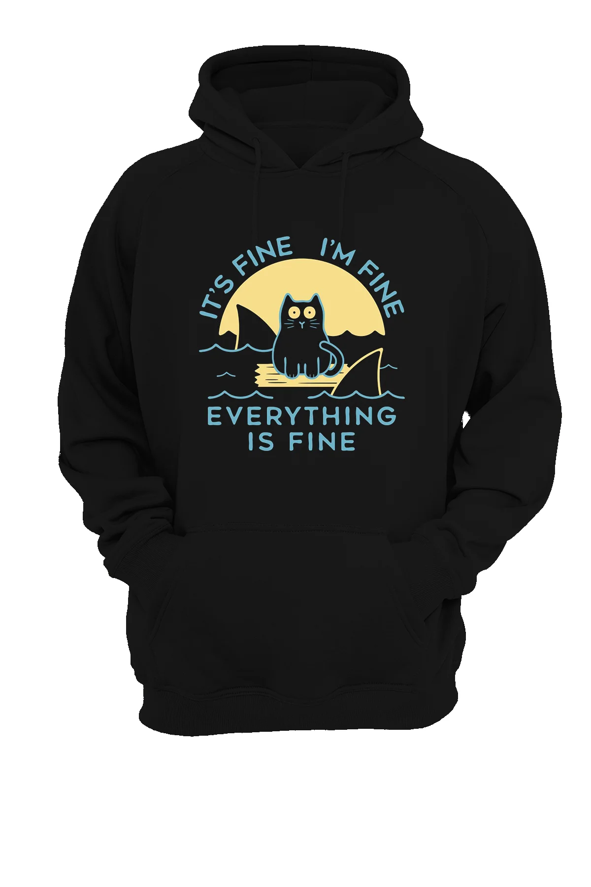 İyimser Kedi Baskılı, 3 iplik. Şardonlu, İçi Polar, Kalın, (600 gr.) Sweatshirt
