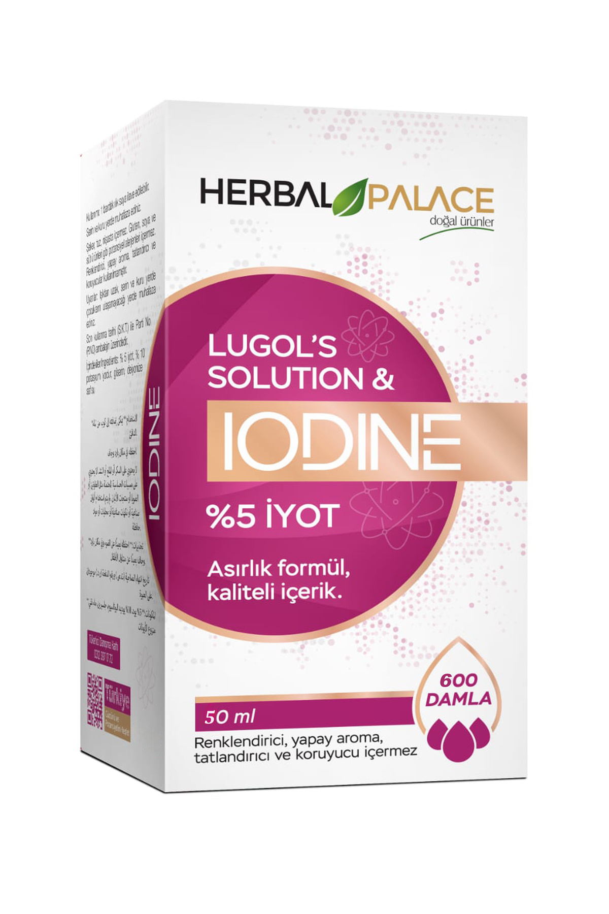 İyot Damlası %5 Lik 50 ml 600 damla , Lügols Iodine Solution, Saf