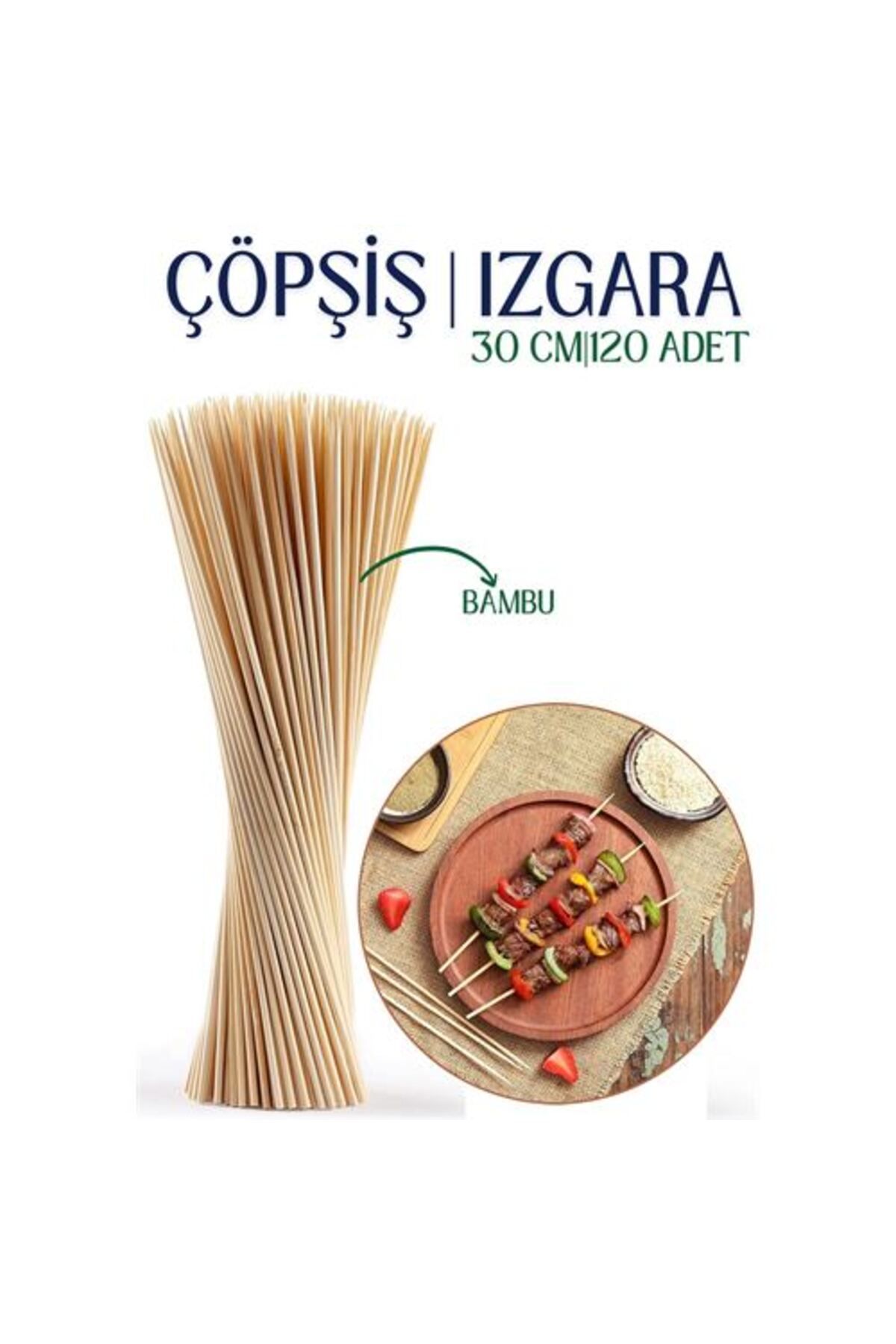 Modacar İzgara Çöp Şiş Çubuklari 30 Cm Bambu 120 Adet