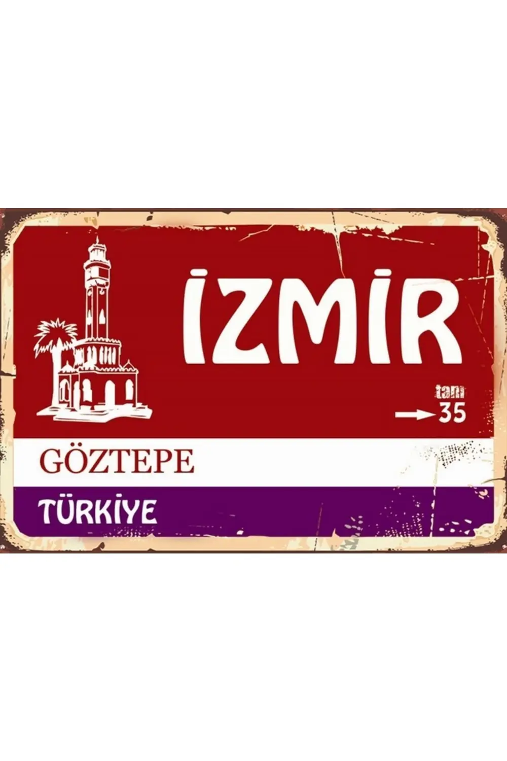 Izmir, Göztepe, 05 Yazılı Sokak Tabelası Tasarım Retro Ahşap Duva