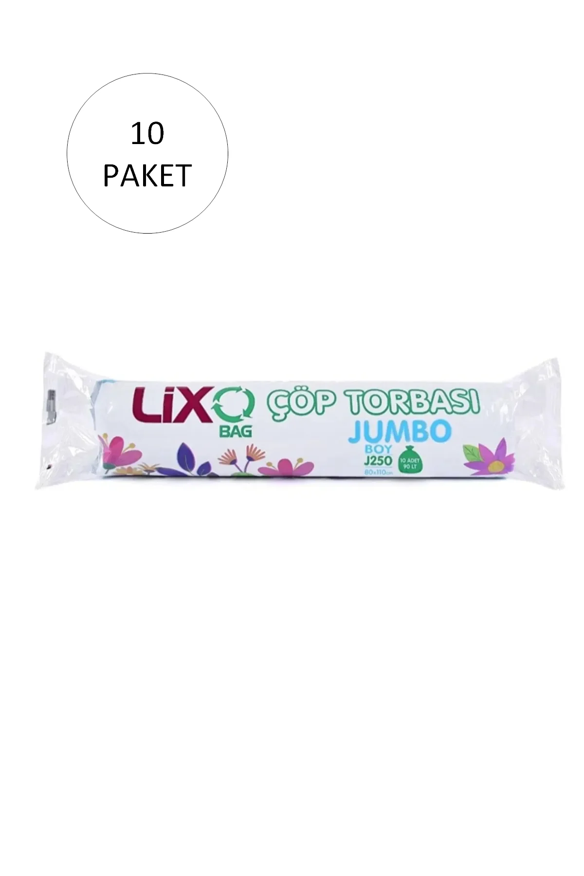 J-250 Jumbo Boy Çöp Torbası 80 X 110 Cm 10 Lu Rulo X 5 Paket = 50