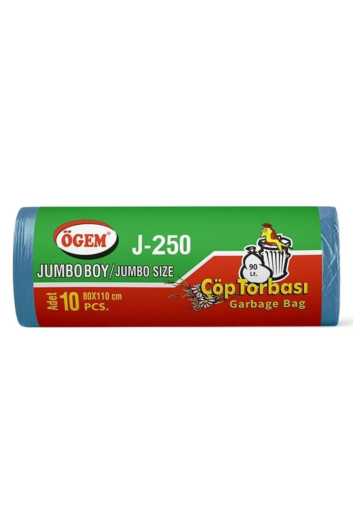 J-250 Jumbo Boy Çöp Torbası 80 x 110 cm 10 Lu Rulo x 1 Paket = 10