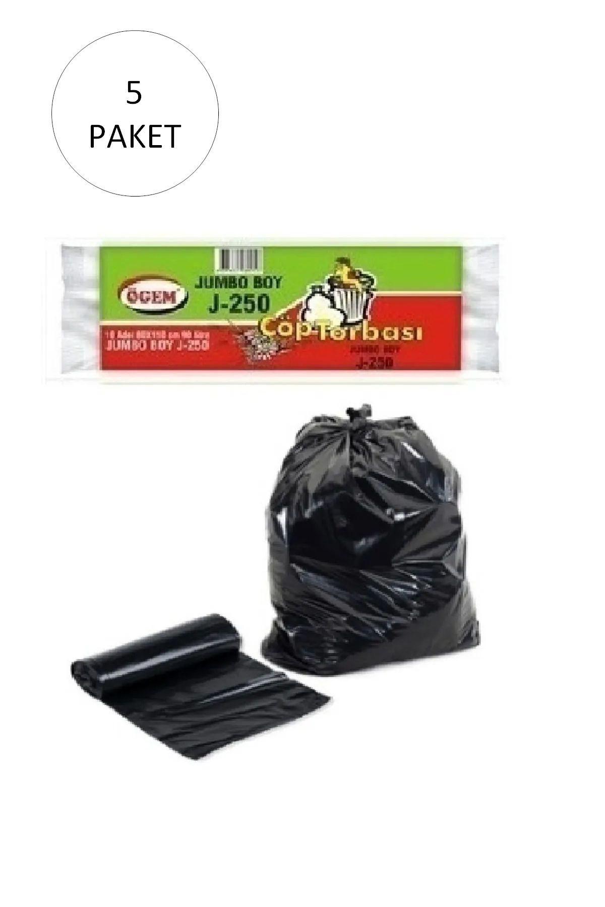 Lamfer J-250 Jumbo Boy Çöp Torbası 80 X 110 Cm 10 Lu Rulo X 5 Paket = 50