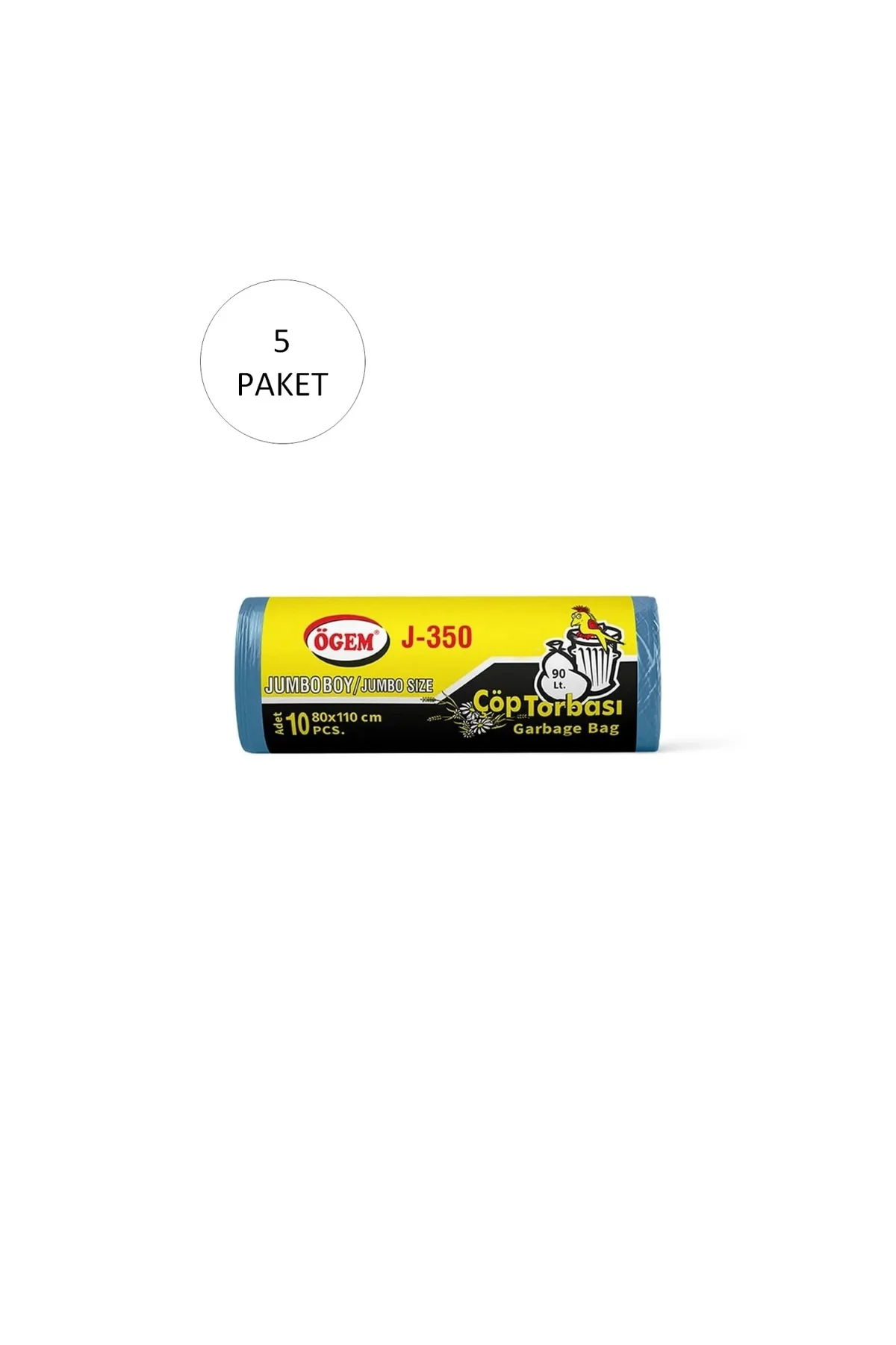 J-350 Jumbo Boy Çöp Torbası 80 x 110 cm 10 Lu Rulo x 5 Paket = 50