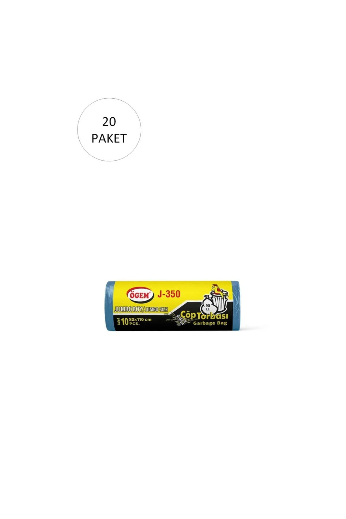 J-350 Jumbo Boy Çöp Torbası 80 x 110 cm 10 Lu Rulo x 20 Paket = 2