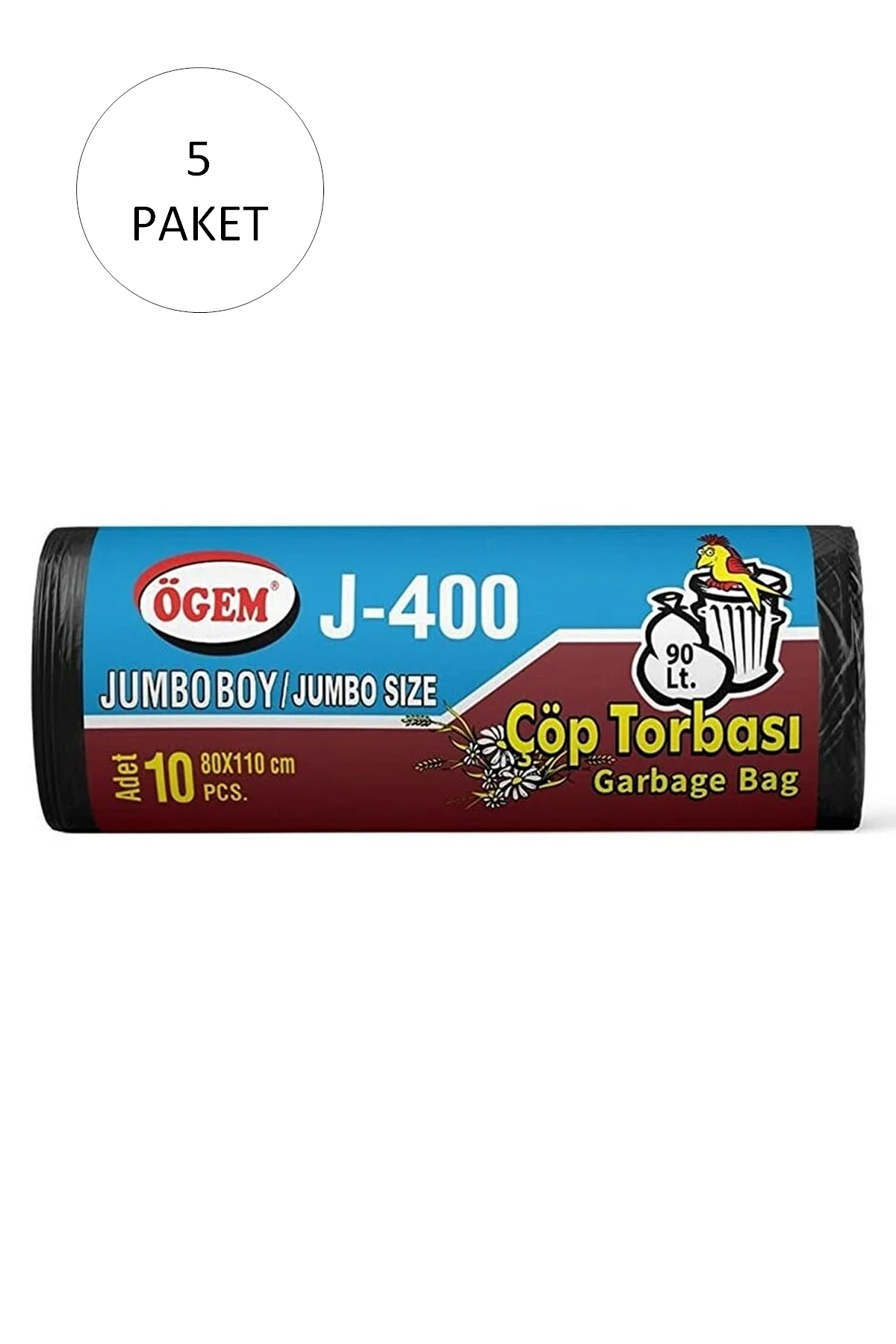 Just Cheap Store J-400 Jumbo Boy Çöp Torbasi 80 X 110 Cm 10 Lu Rulo X 5 Paket = 50