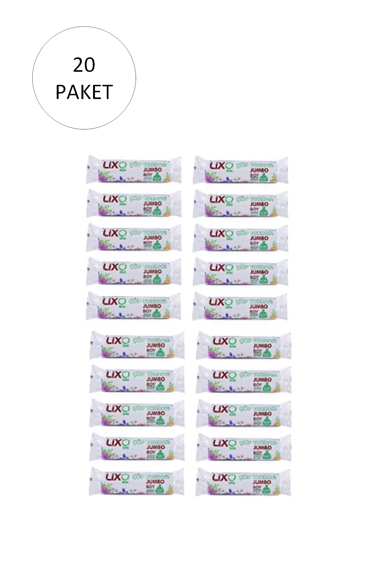 J-500 Jumbo Boy Çöp Torbası 80 x 110 cm 10 Lu Rulo x 20 Paket = 2