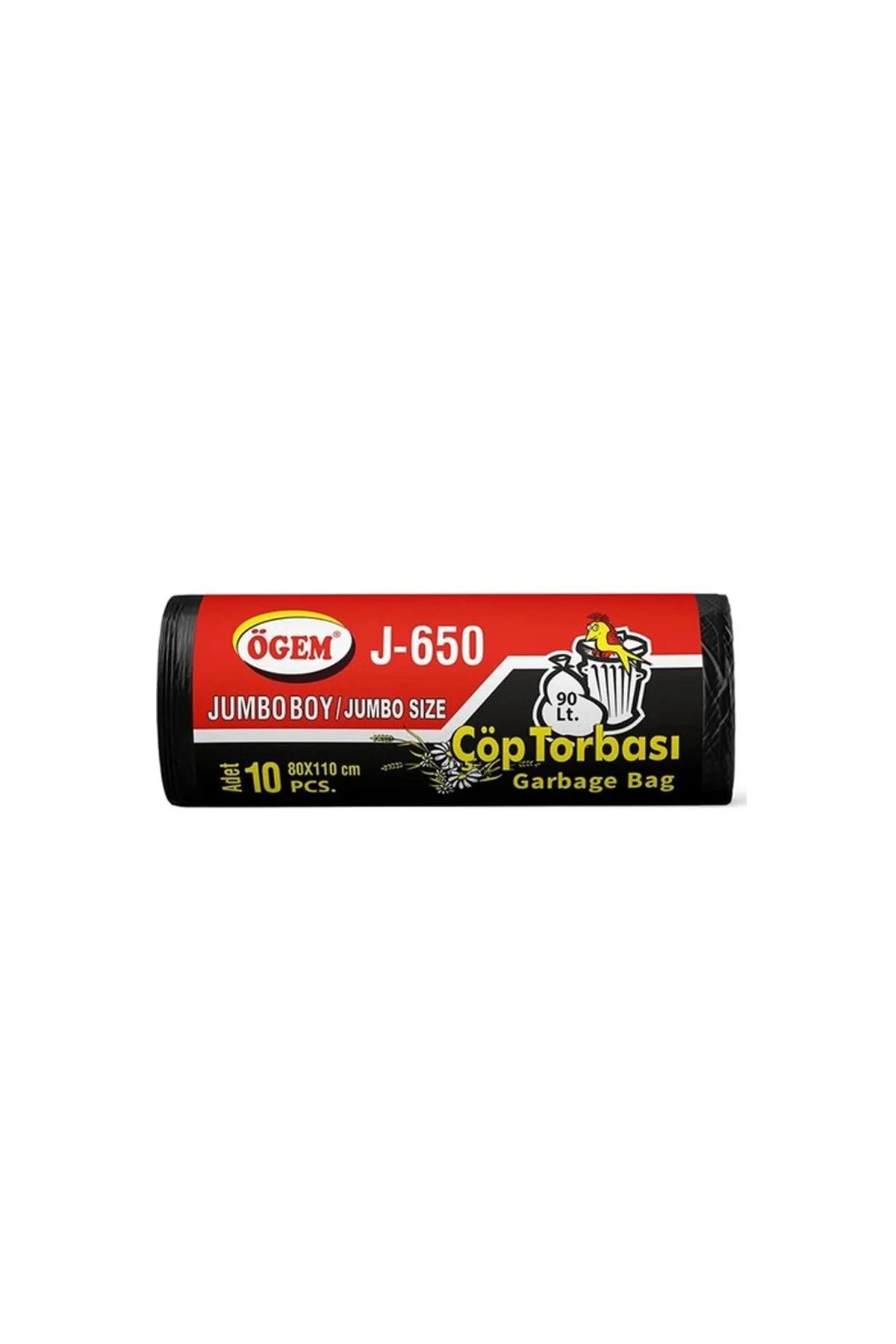 J-650 Jumbo Boy Çöp Torbası 80 x 110 cm 10 Lu Rulo x 1 Paket = 10