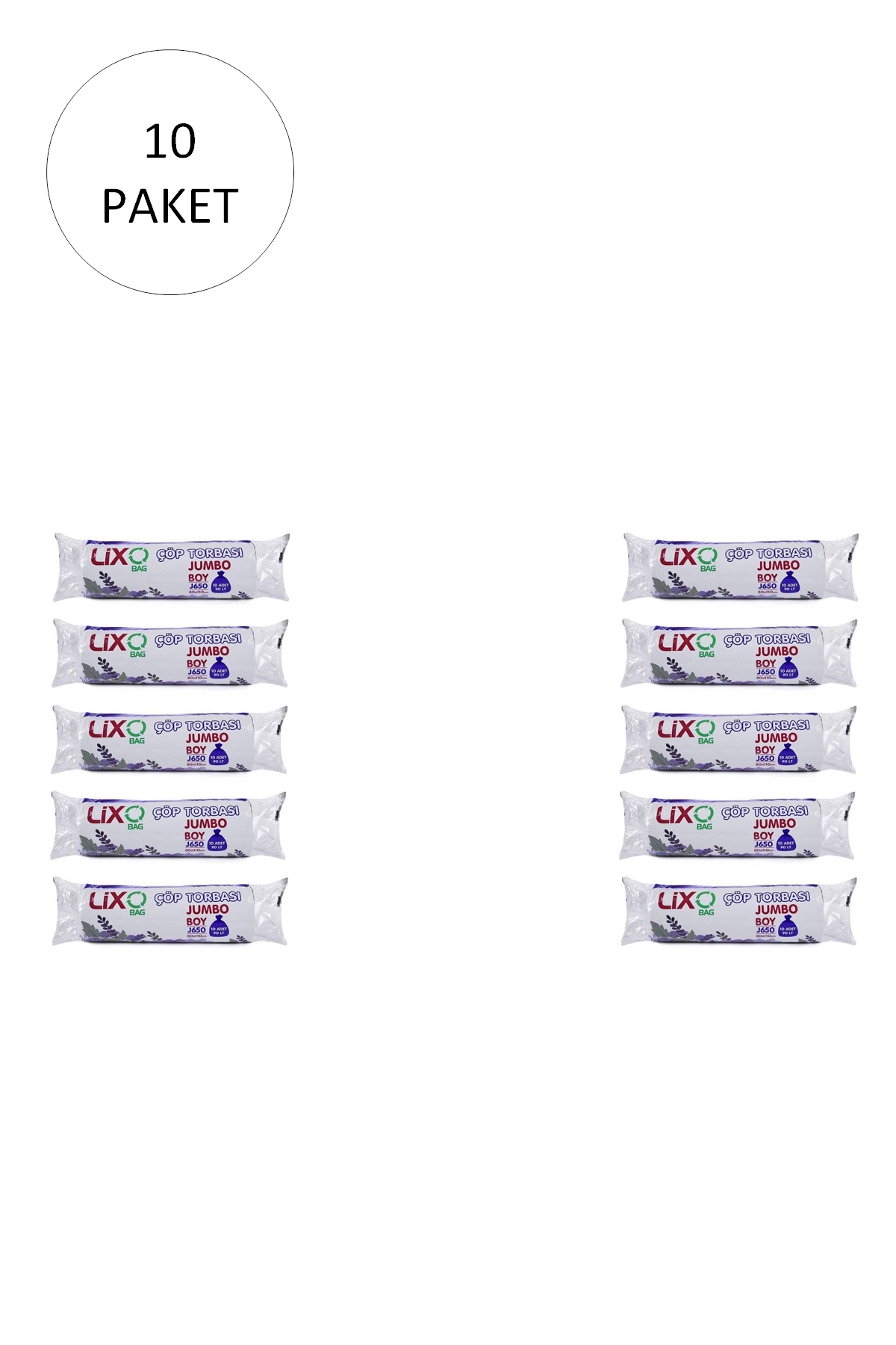 Just Cheap Store J-650 Jumbo Boy Çöp Torbasi 80 X 110 Cm 10 Lu Rulo X 10 Paket = 1