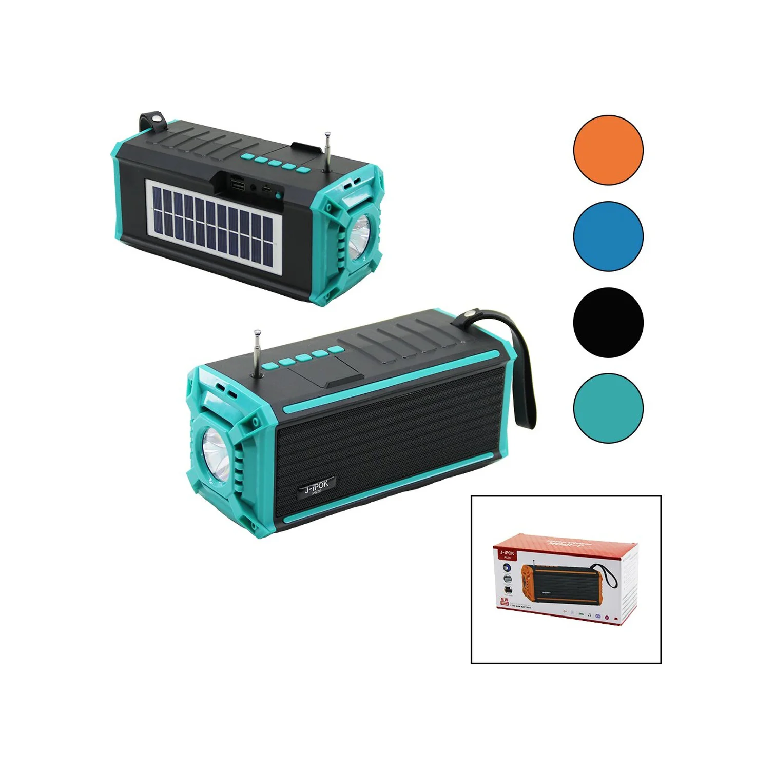 J-ipok P-520 Hasuba Hs-293 Fenerli Solar Panelli - Usb Şarjlı Bluetooth Fm Radyo Mp3 Usb - Tf Player 8w 5224