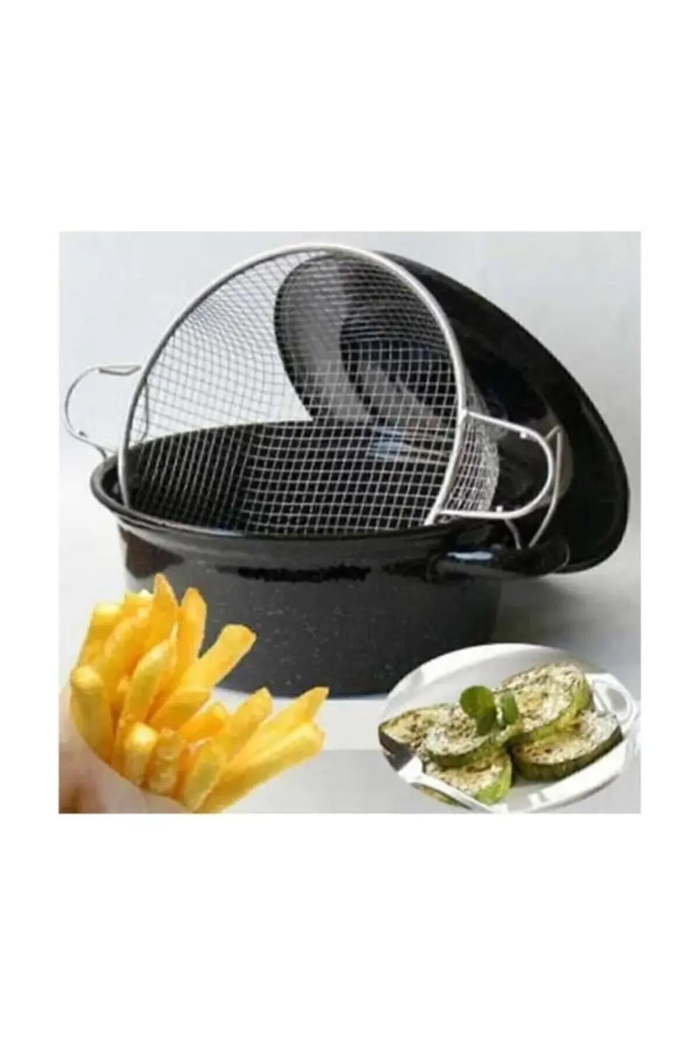 Essan J50 Sosis Patates Kabak Patlıcan Kızartma Tenceresi Fritöz Emaye