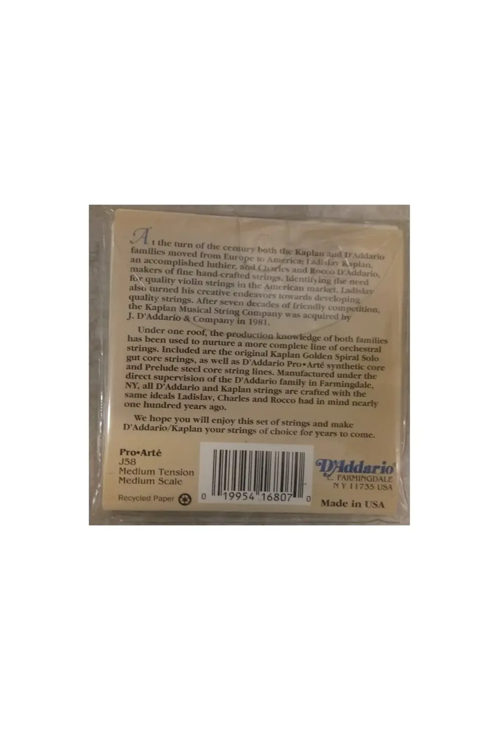 Daddario J58 Viola Tel Seti, Pro-Arte, Scale Medium, Medium Ten Viola Tel