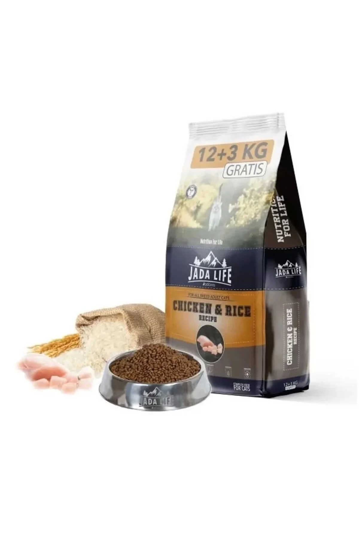 Jada Life Tavuklu Yetişkin Kedi Maması 12 Kg 3 Kg Hediyeli