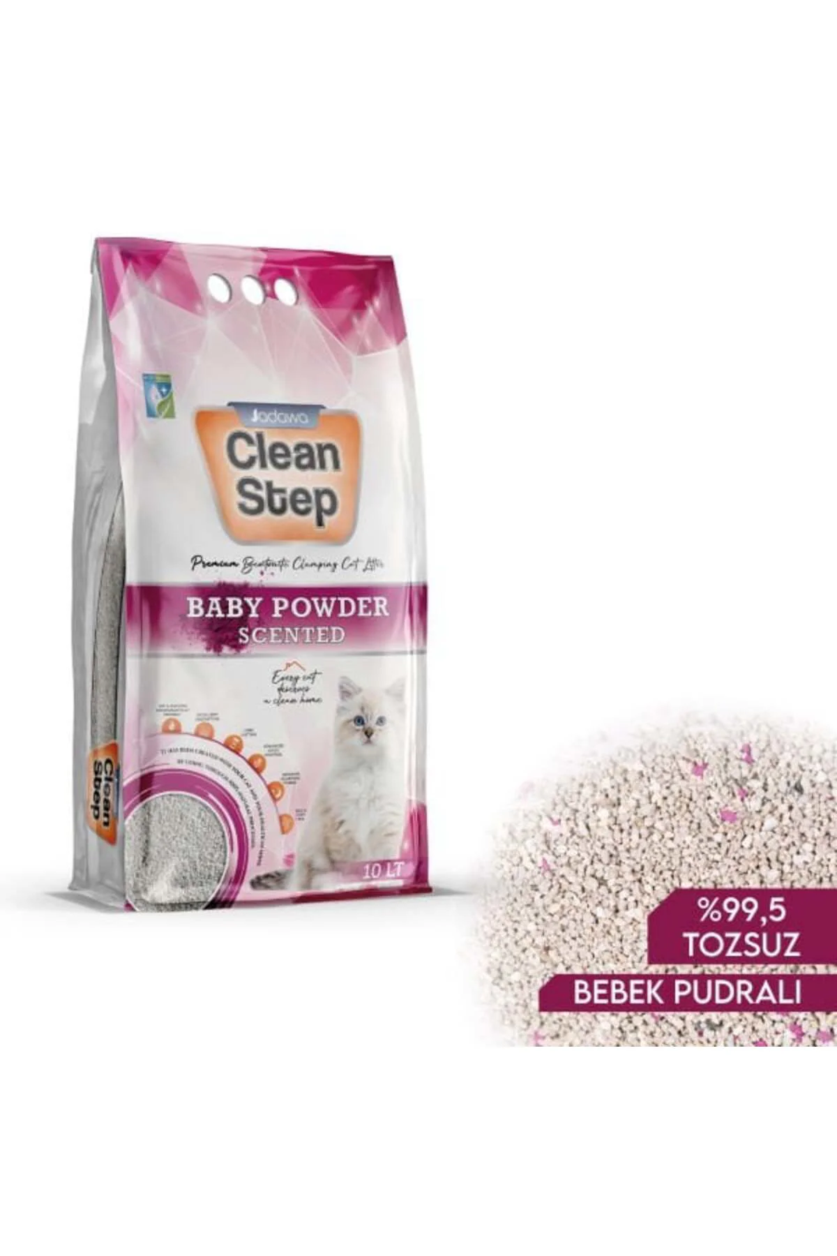Jadawa Clean Step Topaklanan Bebek Pudralı Doğal Kedi Kumu 1 Adet 10 Lt