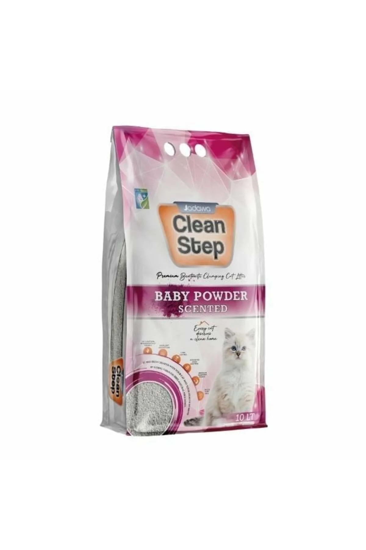 Jadawa Clean Step Topaklanan Bebek Pudralı Doğal Kedi Kumu 1 Adet 10 Lt