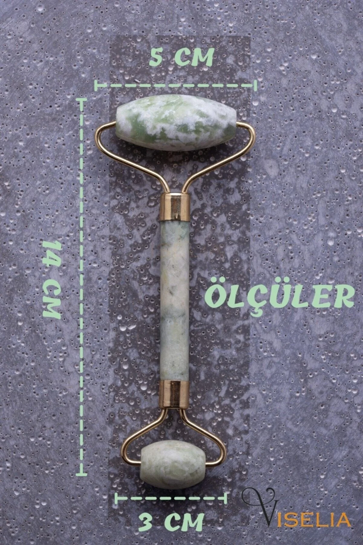 Jade roller yüz masaj aleti çift taraflı yeşim taşı yeşil 2 adet - Hayır Yaşlanma Karşıtı